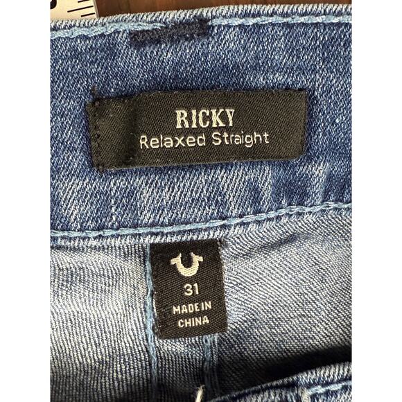 True Religion Rickey Relaxed Straight Denim Jeans Medium Tidal Wash Mens 31 Euc - Picture 6 of 11